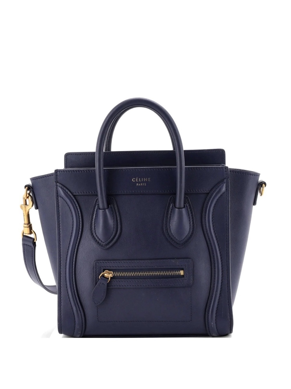 Celine Navy Leather Mini Luggage Satchel